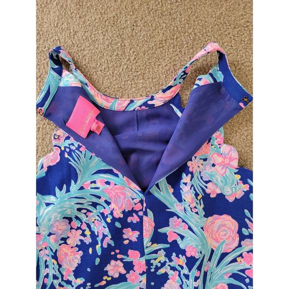 Lilly Pulitzer Tabby Shift Corsica Blue Toucan Party Scallop Halter Dress Size M - Picture 8 of 8